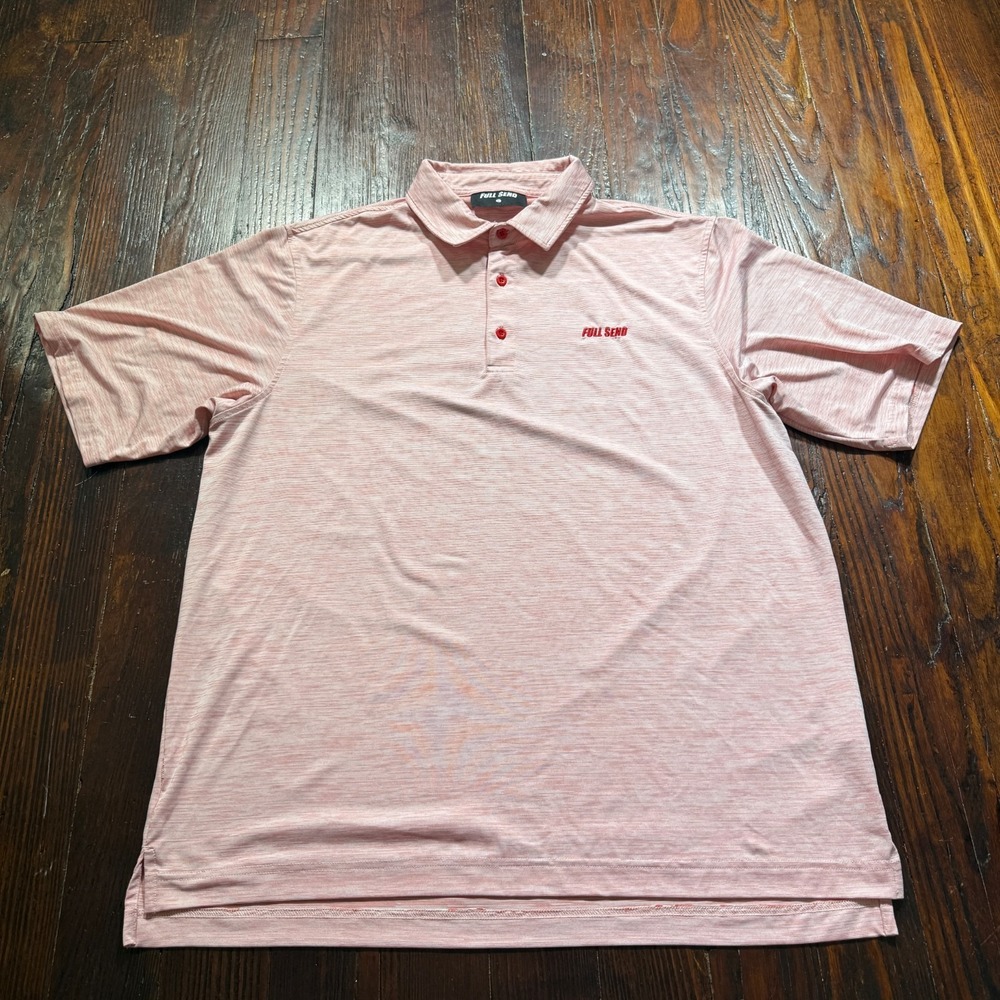 Full Send Polo Shirt Mens Large Pink Nelk Boys Golf‎ Stretch Performance